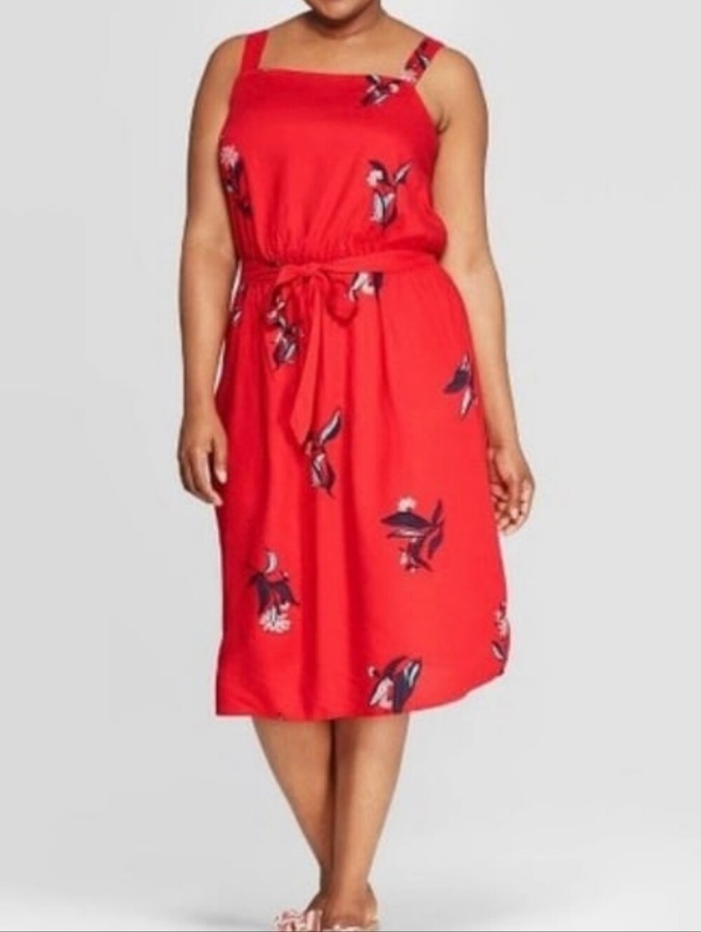 5/$30 Ava & Vivi   Red Floral  Sleeveless  Midi Dress Size 3X